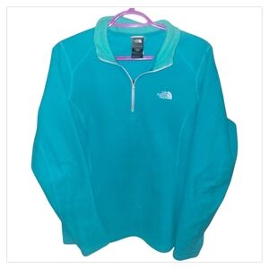 The North Face Teal Fleece Pullover Womens L Quarter Zip Outdoor Hiking Jacket